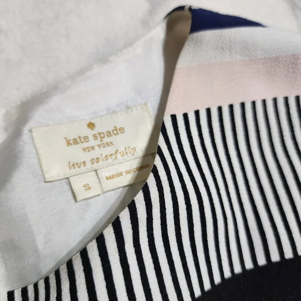 Kate Spade‎ New York Striped Sleeveless Top Black White Blush Blue Sz S